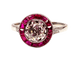Bague 53 Bague en or blanc 18 carats avec diamant taille ancienne et rubis 58 Facettes AB242