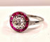 Bague 53 Bague en or blanc 18 carats avec diamant taille ancienne et rubis 58 Facettes AB242