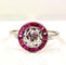 Bague 53 Bague en or blanc 18 carats avec diamant taille ancienne et rubis 58 Facettes AB242