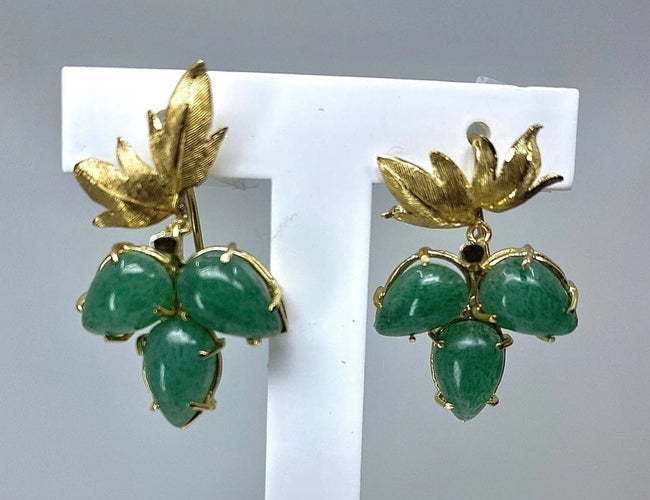 Boucles d'oreilles Boucles d’oreilles en or jaune 18 carats aux aventurines 58 Facettes AB243