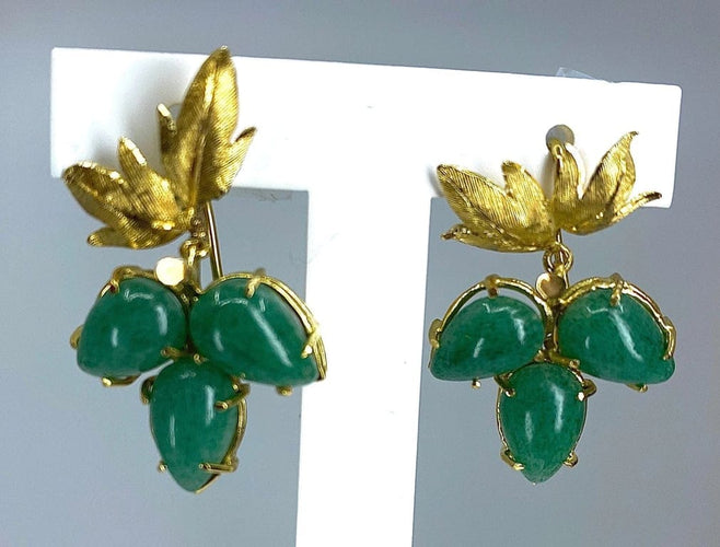 Boucles d'oreilles Boucles d’oreilles en or jaune 18 carats aux aventurines 58 Facettes AB243