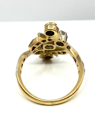 Bague 50 Bague en or jaune et blanc 18 carats avec diamants 58 Facettes AB244