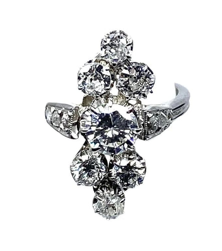 Bague 49 Bague marquise en or blanc 18 carats et diamants 58 Facettes AB261