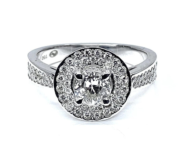 Bague 51 Bague solitaire en or blanc 18 carats avec diamants 58 Facettes AB260