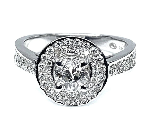 Bague 51 Bague solitaire en or blanc 18 carats avec diamants 58 Facettes AB260