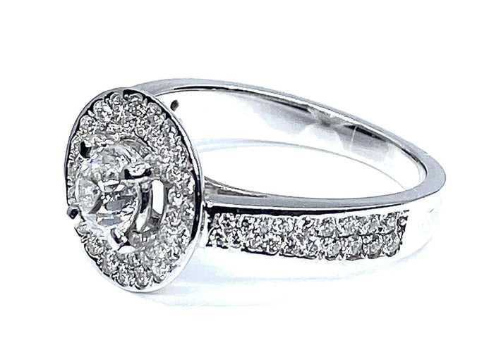 Bague 51 Bague solitaire en or blanc 18 carats avec diamants 58 Facettes AB260