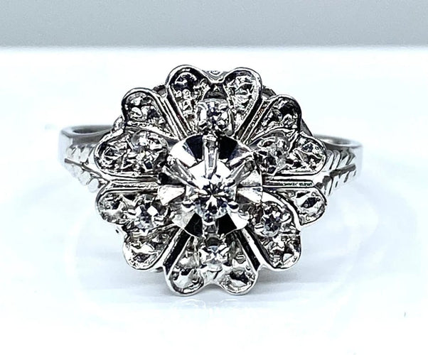 Bague 60 Bague cœurs en or blanc 18 carats et diamants 58 Facettes AB257