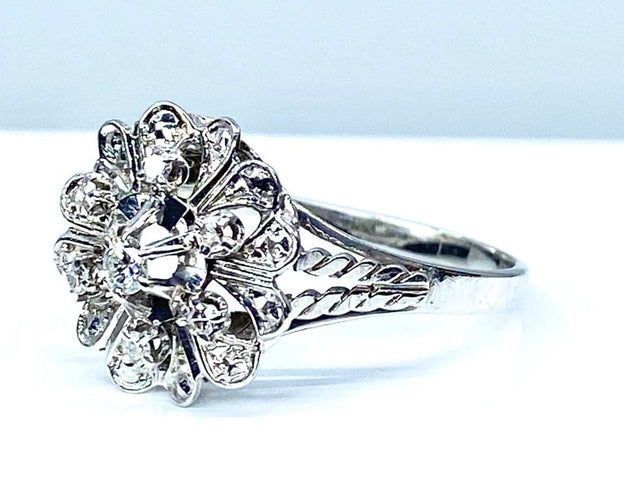 Bague 60 Bague cœurs en or blanc 18 carats et diamants 58 Facettes AB257
