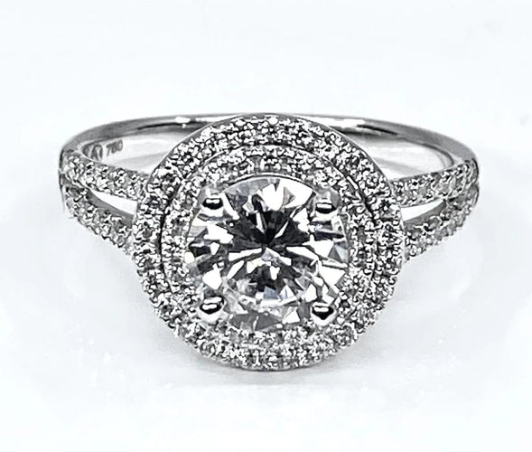 Bague 50 Bague en or blanc 18 carats avec diamants 1,36 ct 58 Facettes AB256