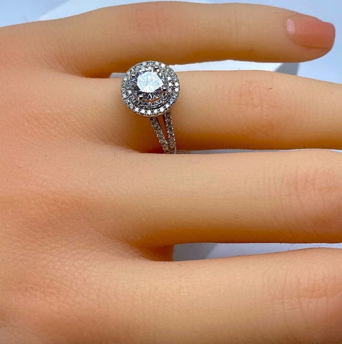 Bague 50 Bague en or blanc 18 carats avec diamants 1,36 ct 58 Facettes AB256
