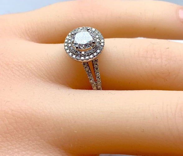 Bague 50 Bague en or blanc 18 carats avec diamants 1,36 ct 58 Facettes AB256