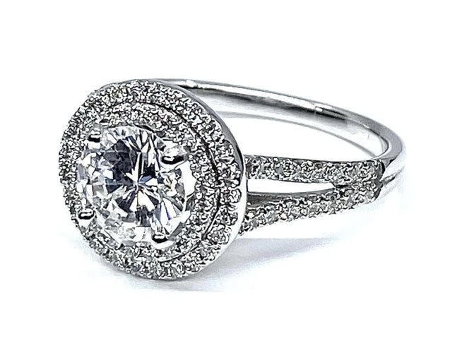 Bague 50 Bague en or blanc 18 carats avec diamants 1,36 ct 58 Facettes AB256