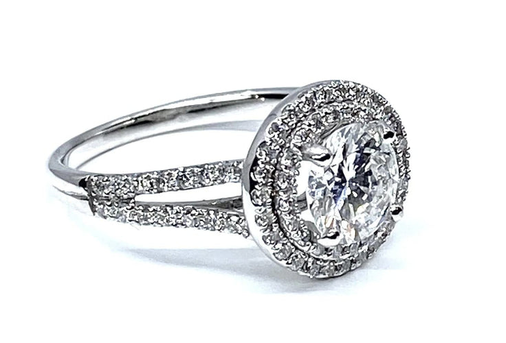 Bague 50 Bague en or blanc 18 carats avec diamants 1,36 ct 58 Facettes AB256