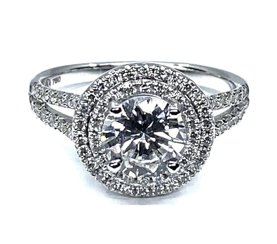 Bague 50 Bague en or blanc 18 carats avec diamants 1,36 ct 58 Facettes AB256