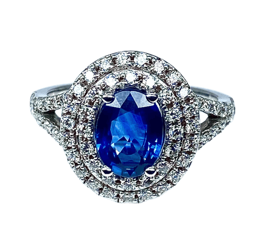 Bague 52 Bague entourage en or blanc 18 carats saphir et diamants 58 Facettes AB251