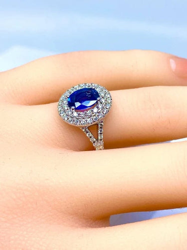 Bague 52 Bague entourage en or blanc 18 carats saphir et diamants 58 Facettes AB251