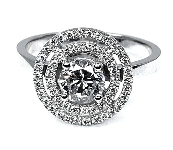 Bague 53 Bague diamant taille brillant en or blanc 18 carats 58 Facettes AB255