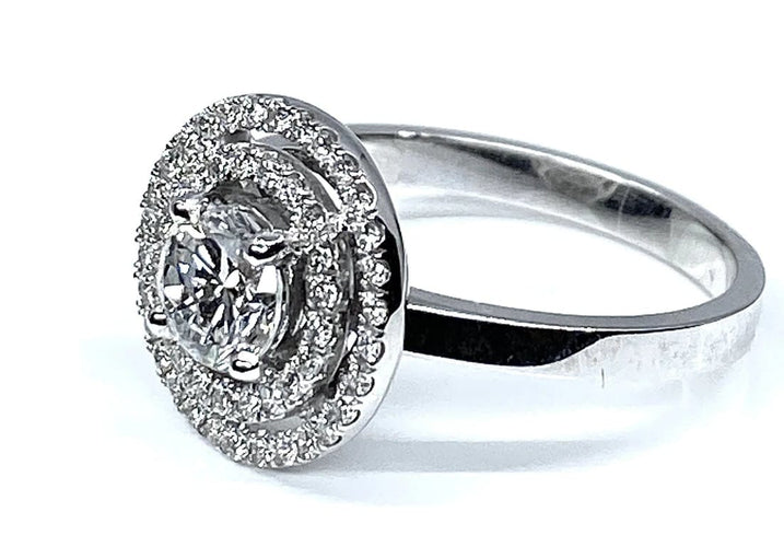 Bague 53 Bague diamant taille brillant en or blanc 18 carats 58 Facettes AB255