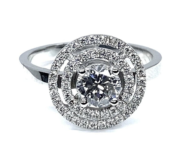 Bague 53 Bague diamant taille brillant en or blanc 18 carats 58 Facettes AB255