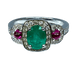 Bague 52 Bague en or blanc 18 carats avec émeraude, rubis et diamants 58 Facettes AB249
