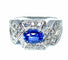 Bague 53 Bague bandeau en or blanc 18 carats, saphir de Ceylan et diamants 58 Facettes AB252