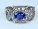 Bague 53 Bague bandeau en or blanc 18 carats, saphir de Ceylan et diamants 58 Facettes AB252