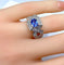 Bague 53 Bague bandeau en or blanc 18 carats, saphir de Ceylan et diamants 58 Facettes AB252