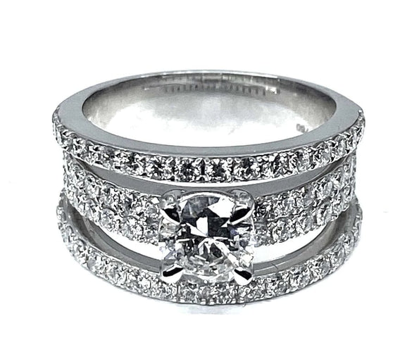 Bague 52 Bague pavée en or blanc 18 carats et diamants 0,74 ct 58 Facettes AB253