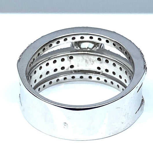 Bague 52 Bague pavée en or blanc 18 carats et diamants 0,74 ct 58 Facettes AB253