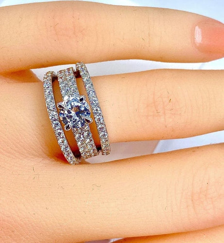 Bague 52 Bague pavée en or blanc 18 carats et diamants 0,74 ct 58 Facettes AB253
