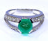 Bague 52 Bague en or blanc 18 carats avec émeraude cabochon et diamants 58 Facettes AB250