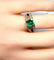 Bague 52 Bague en or blanc 18 carats avec émeraude cabochon et diamants 58 Facettes AB250