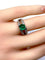 Bague 52 Bague en or blanc 18 carats avec émeraude cabochon et diamants 58 Facettes AB250