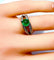 Bague 52 Bague en or blanc 18 carats avec émeraude cabochon et diamants 58 Facettes AB250