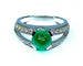 Bague 52 Bague en or blanc 18 carats avec émeraude cabochon et diamants 58 Facettes AB250