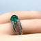 Bague 52 Bague en or blanc 18 carats avec émeraude cabochon et diamants 58 Facettes AB250