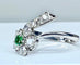 Bague 48 Bague fleur en or blanc 18 carats avec émeraude et diamants 58 Facettes AB294
