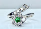 Bague 48 Bague fleur en or blanc 18 carats avec émeraude et diamants 58 Facettes AB294