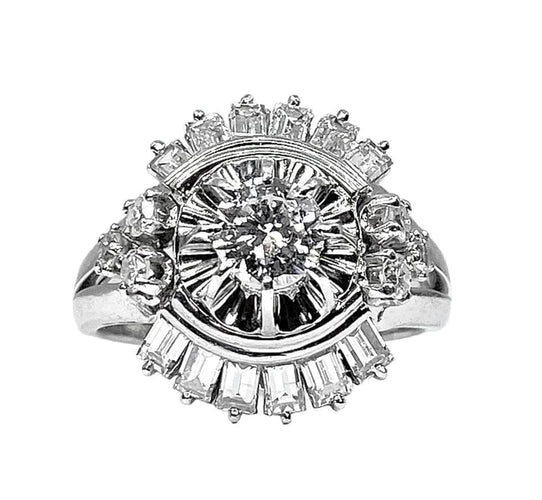 Bague 56 Bague en platine avec diamants baguette et brillants 58 Facettes AB288
