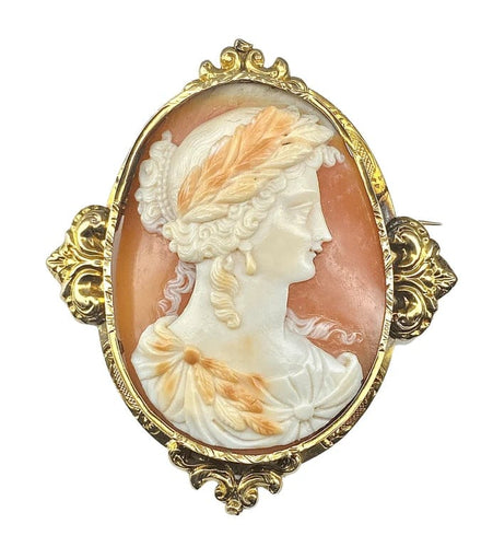 Broche Broche camée coquille en or jaune 18 carats vers 1850 58 Facettes AB302