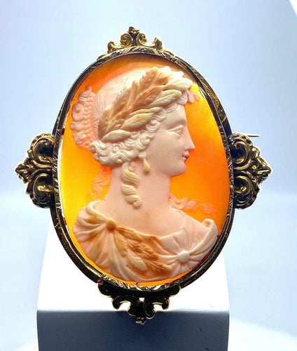 Broche Broche camée coquille en or jaune 18 carats vers 1850 58 Facettes AB302