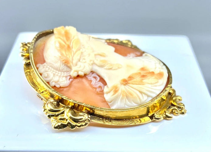 Broche Broche camée coquille en or jaune 18 carats vers 1850 58 Facettes AB302