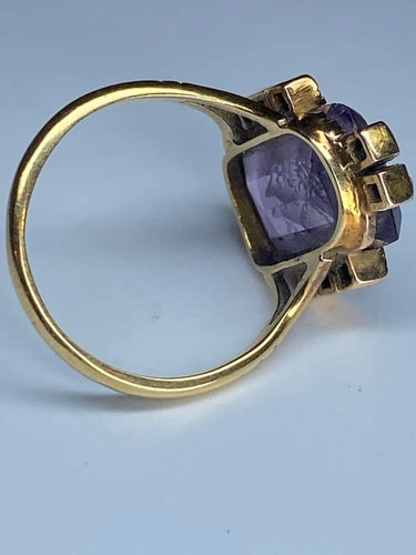 Bague 51 Bague intaille et perles fines en or jaune 18 carats 58 Facettes AB58