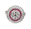 Bague 57 Bague marguerite en or blanc 18 carats, diamants et rubis 58 Facettes AB308