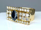 Bague 56 Bague style Tank en or jaune 18 carats, diamants et saphir 58 Facettes AB289