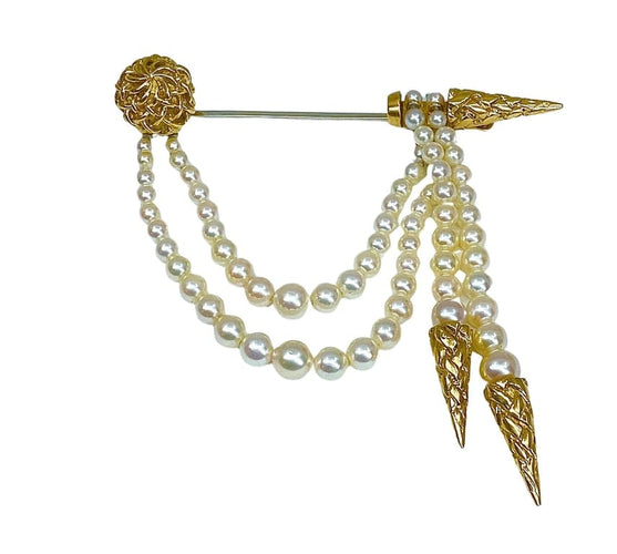 Broche Broche en or jaune 18 carats et perles de culture 58 Facettes AB310