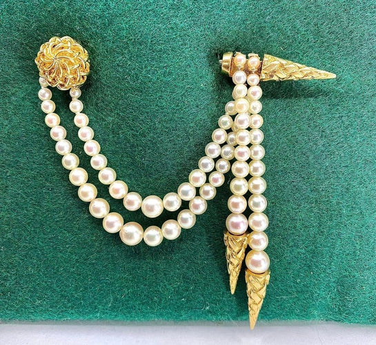 Broche Broche en or jaune 18 carats et perles de culture 58 Facettes AB310