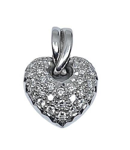 Pendentif Pendentif cœur en or blanc 18 carats serti de 29 diamants 58 Facettes AB311