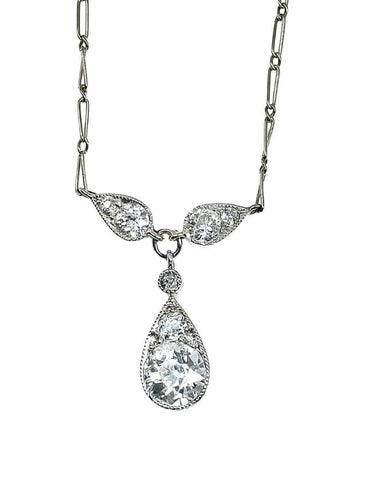 Collier Collier pendentif en or blanc 18 carats et diamants, vers 1910-1920 58 Facettes AB326