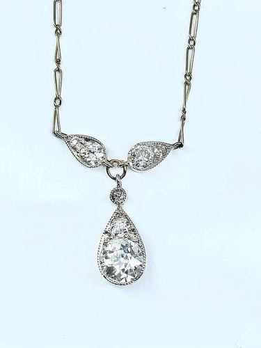 Collier Collier pendentif en or blanc 18 carats et diamants, vers 1910-1920 58 Facettes AB326